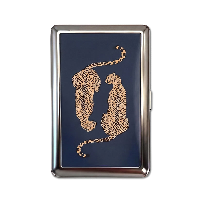 Porte-carte en metal - léopard amoureux