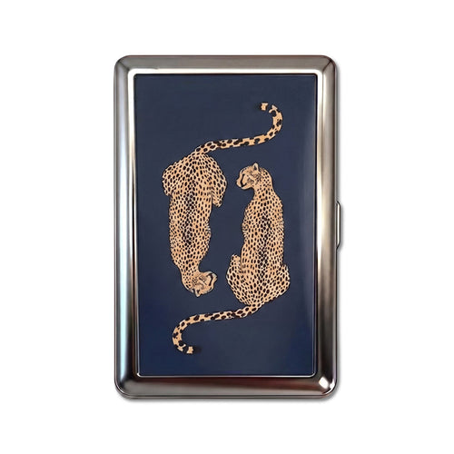 Porte-carte en metal - léopard amoureux