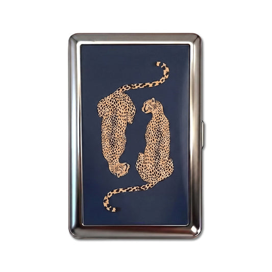 Porte-carte en metal - léopard amoureux
